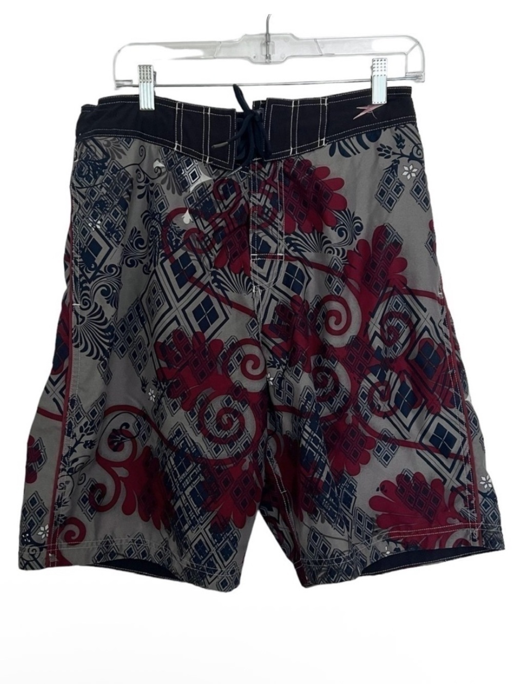Speedo Gray Red Blue Swim Shorts Medium